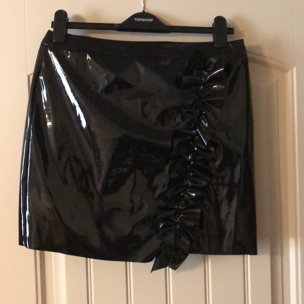 Topshop Black Vinyl Mini Skirt
